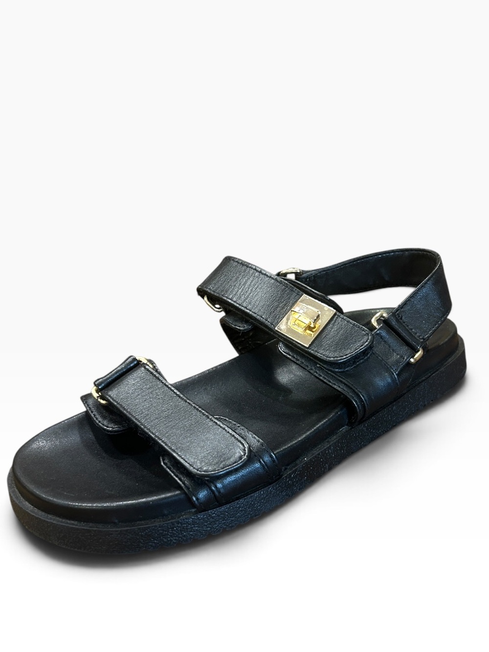 Steve Madden Mona Black Leather Platform Sandals Women’s Size 9